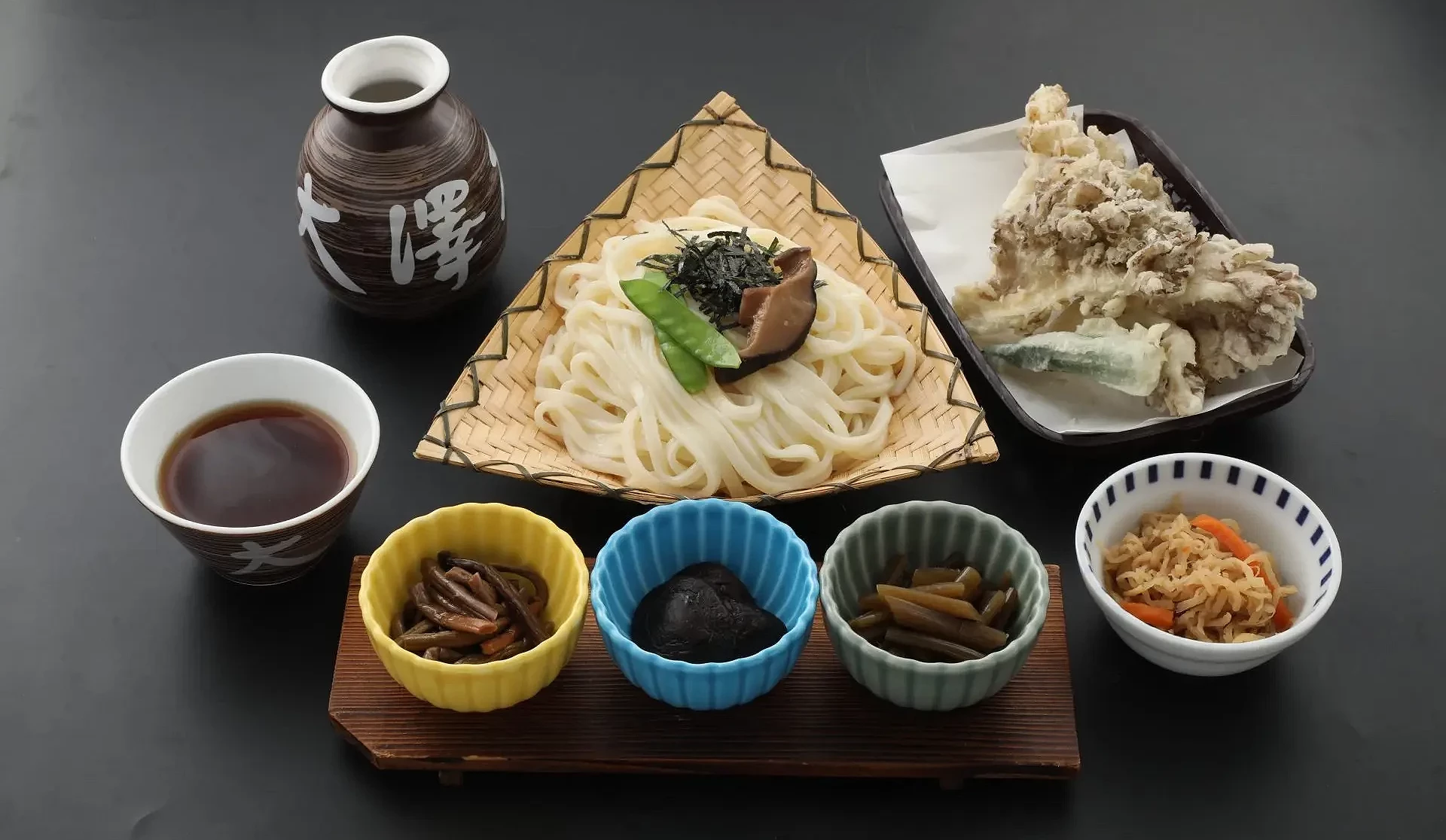 水澤烏龍麵冷麵與舞茸天婦羅及小菜套餐